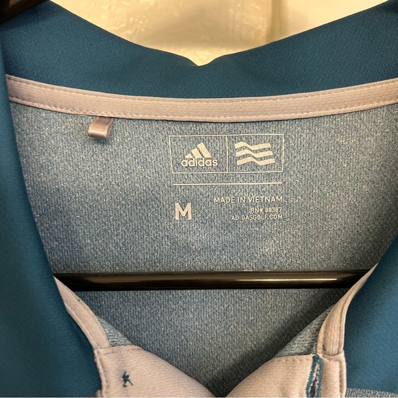 Adidas Golf Men’s Three Stripes Blue Colorblock Polo Shirt Medium Performance - Picture 3 of 6